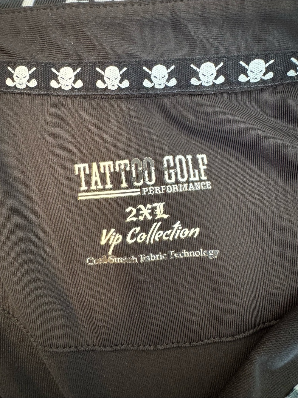 Tattoo Golf Performance Polo Shirt Men’s 2XL White & Black Skull Golf Shirt - Picture 3 of 6